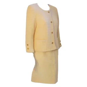 CHANEL 1980s 2 pc Cream Wool Skirt Set Size 44