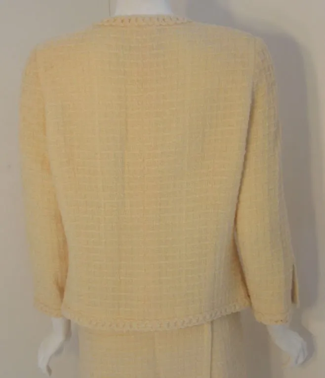CHANEL 1980s 2 pc Cream Wool Skirt Set Size 44
