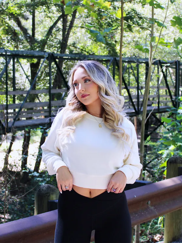 Coffee Date Sweatshirt Top Long Sleeve, Bone