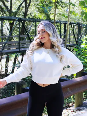 Coffee Date Sweatshirt Top Long Sleeve, Bone