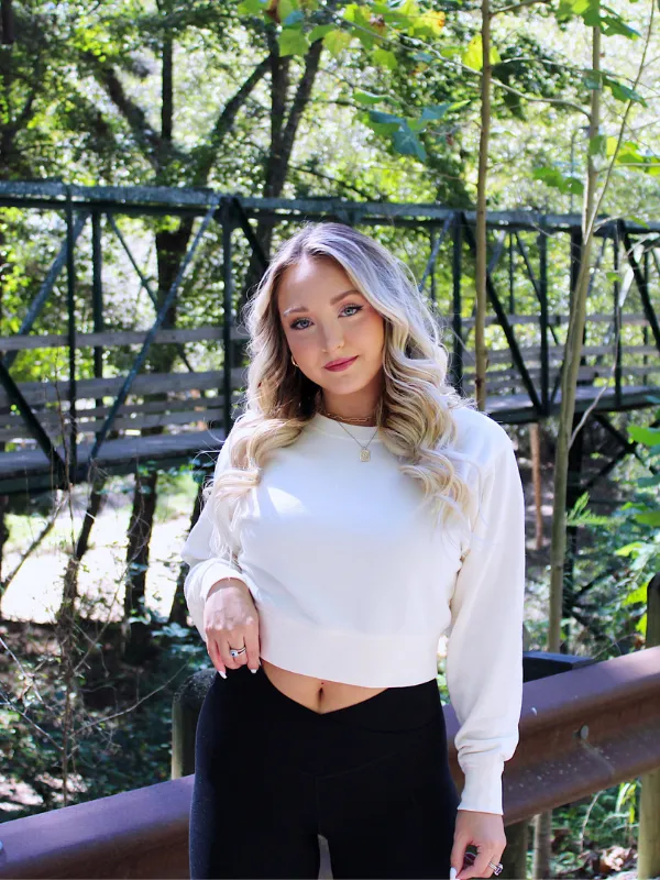 Coffee Date Sweatshirt Top Long Sleeve, Bone