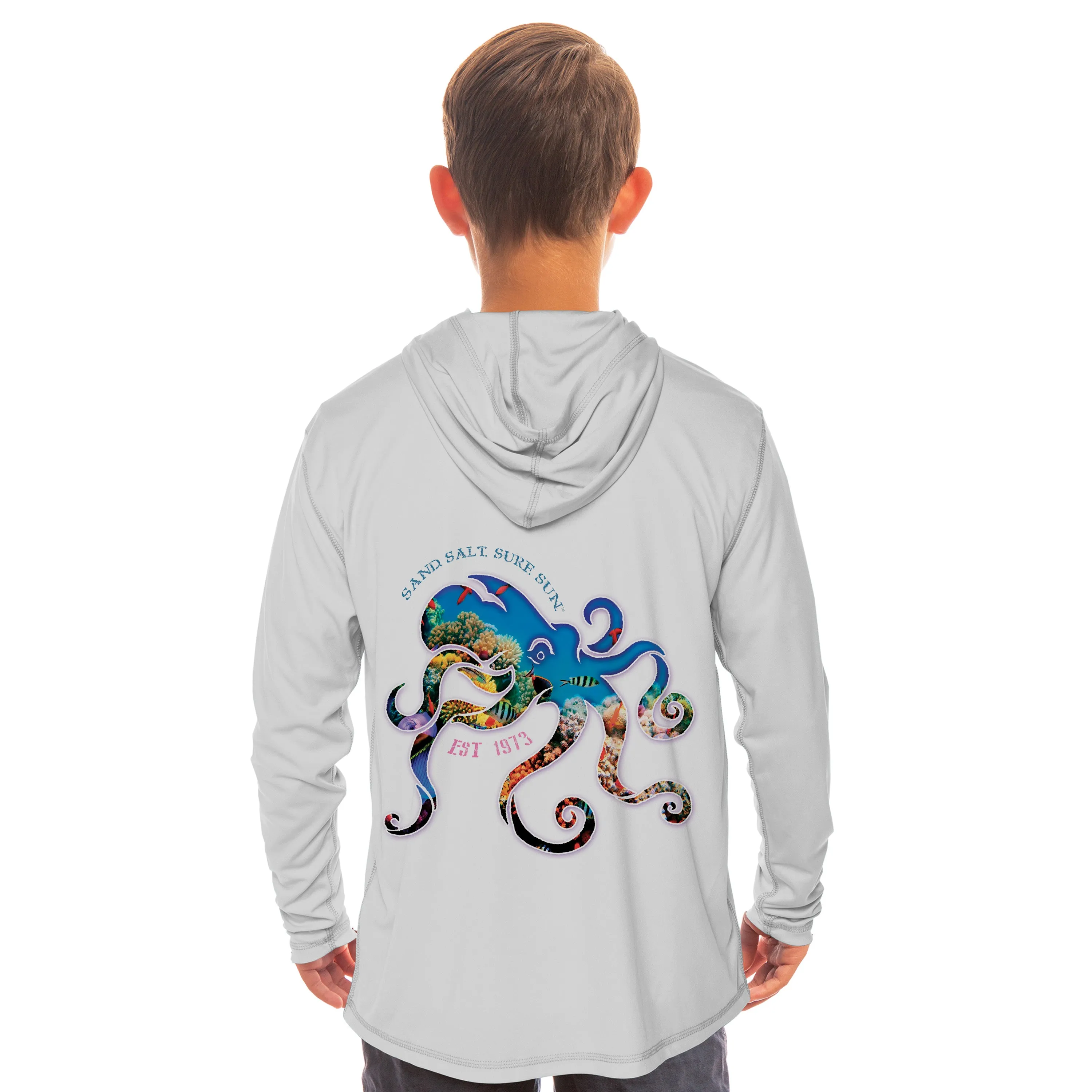 Coral Octopus Youth Solar Hoodie