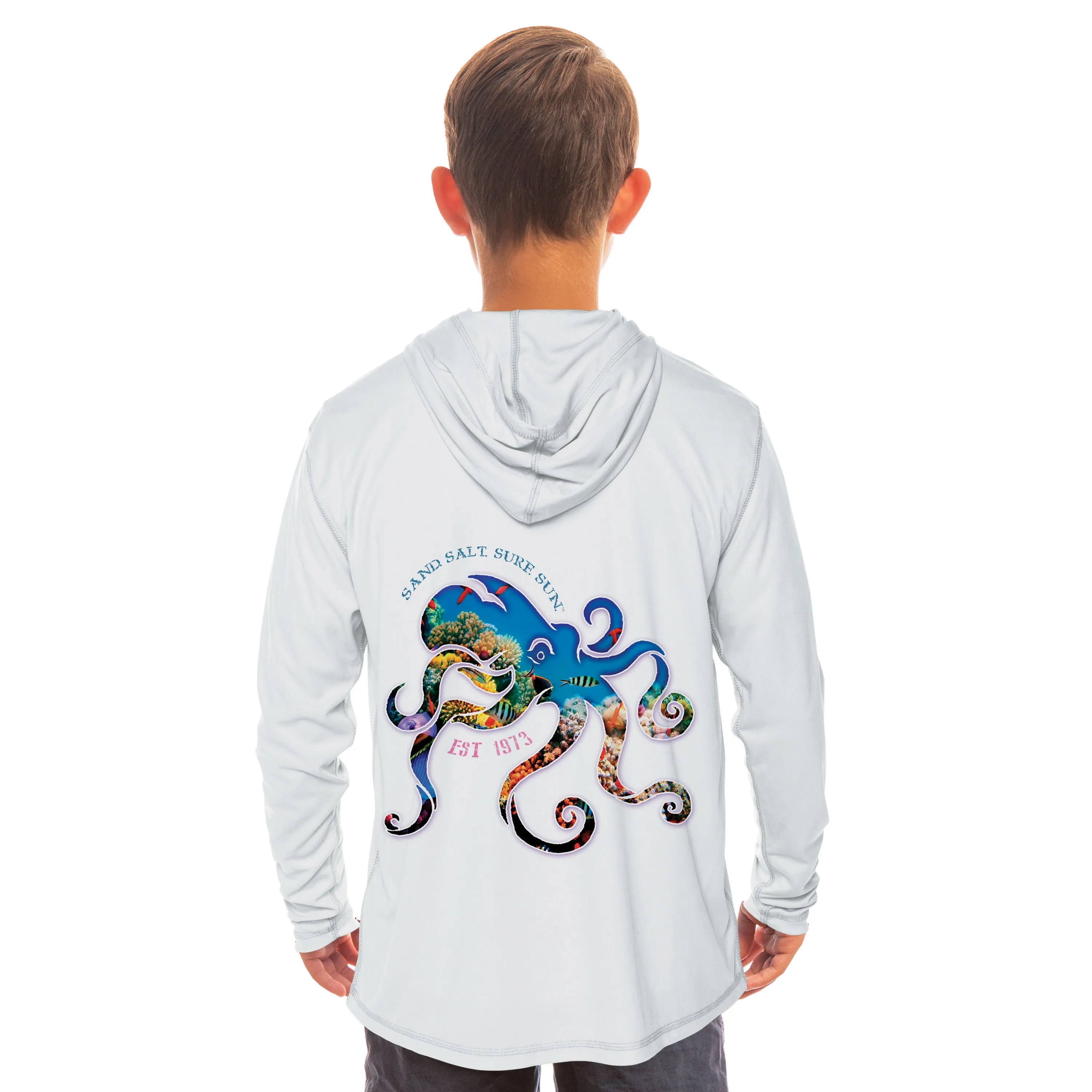Coral Octopus Youth Solar Hoodie