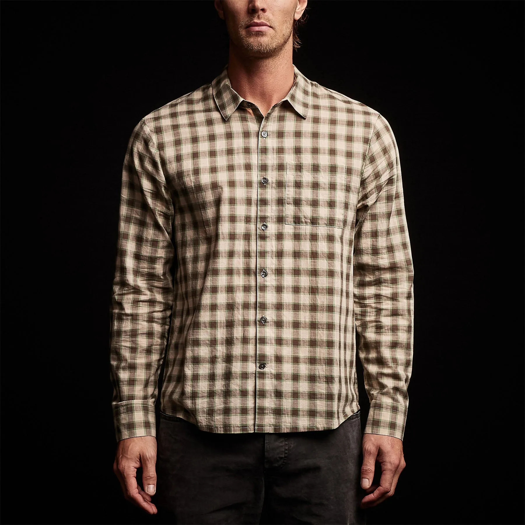 Cotton Plaid Shirt - Mineral/Jungle