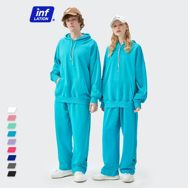 Couple Hoodies Set Unisex Candy Cotton Jogger Set