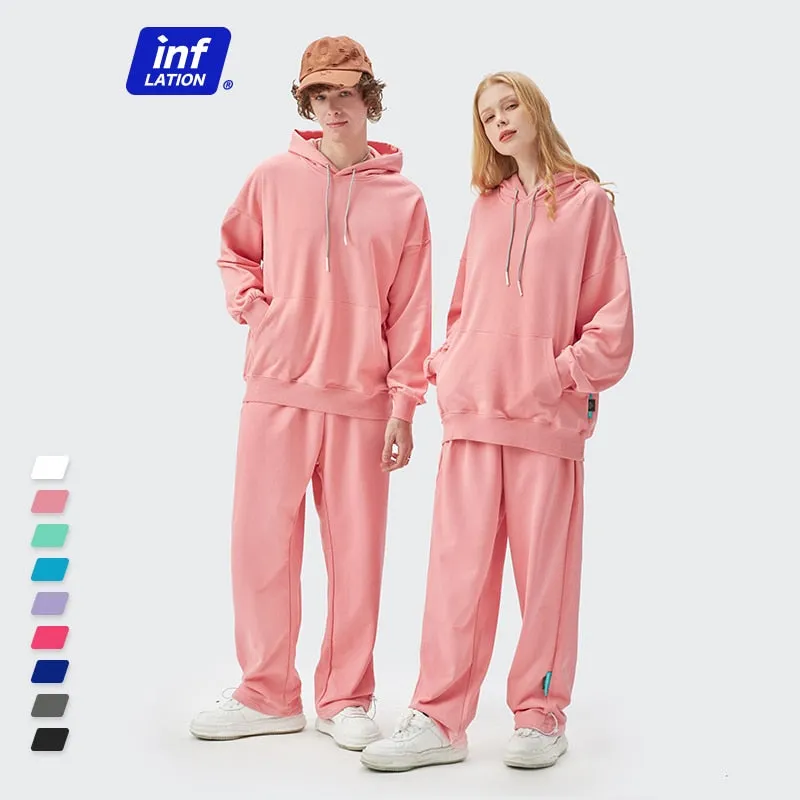 Couple Hoodies Set Unisex Candy Cotton Jogger Set