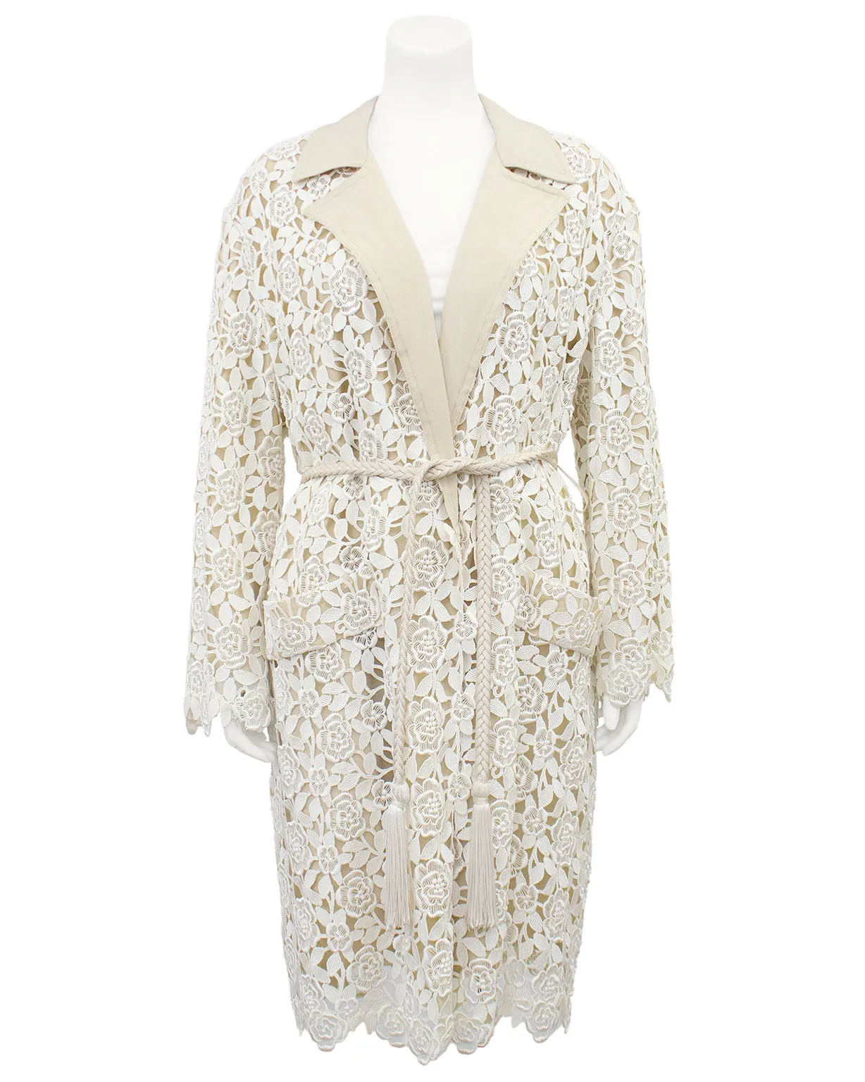Cream and Beige Guipoire Lace Coat