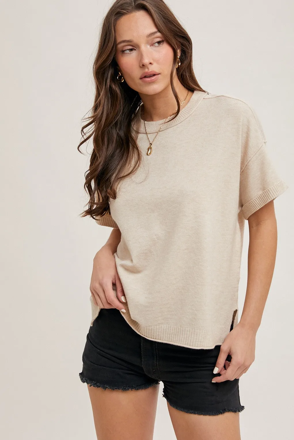 Crew Neck Knit T-Shirt