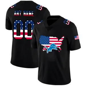Custom Detroit Lions Football Black Limited Fashion Flag Stitched Jerseys