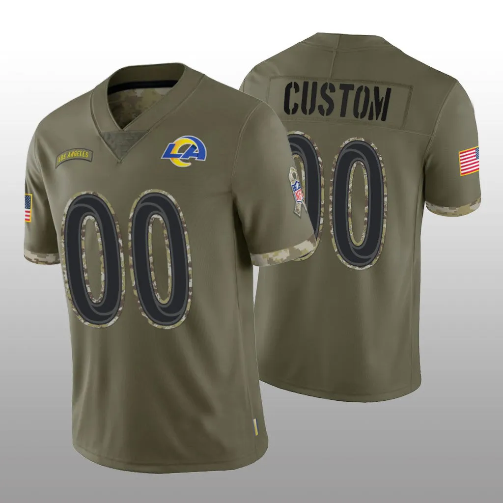 Custom Football Los Angeles Rams Stitched Olive 2022 Salute To Service Limited Jersey