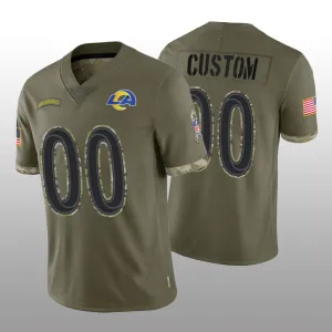 Custom Football Los Angeles Rams Stitched Olive 2022 Salute To Service Limited Jersey