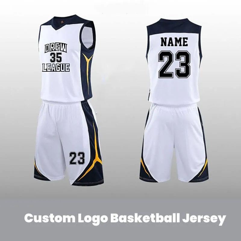 Custom White-Black Team Logo Basketball Jerseys