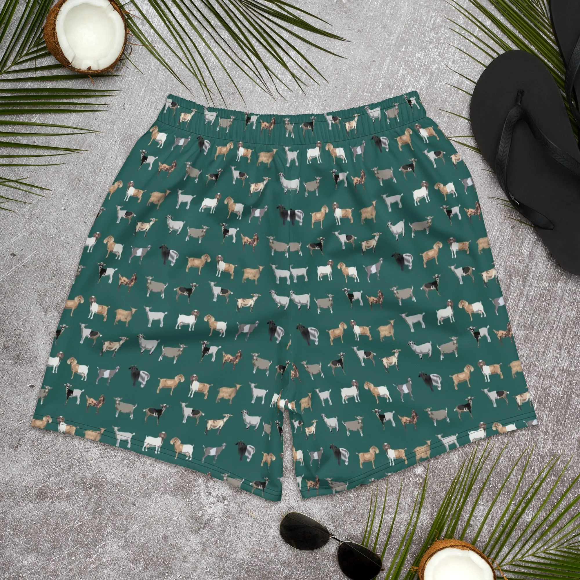 Goat Printed Recycled Athletic Shorts – Eco-Friendly, Stretchy & Comfortable