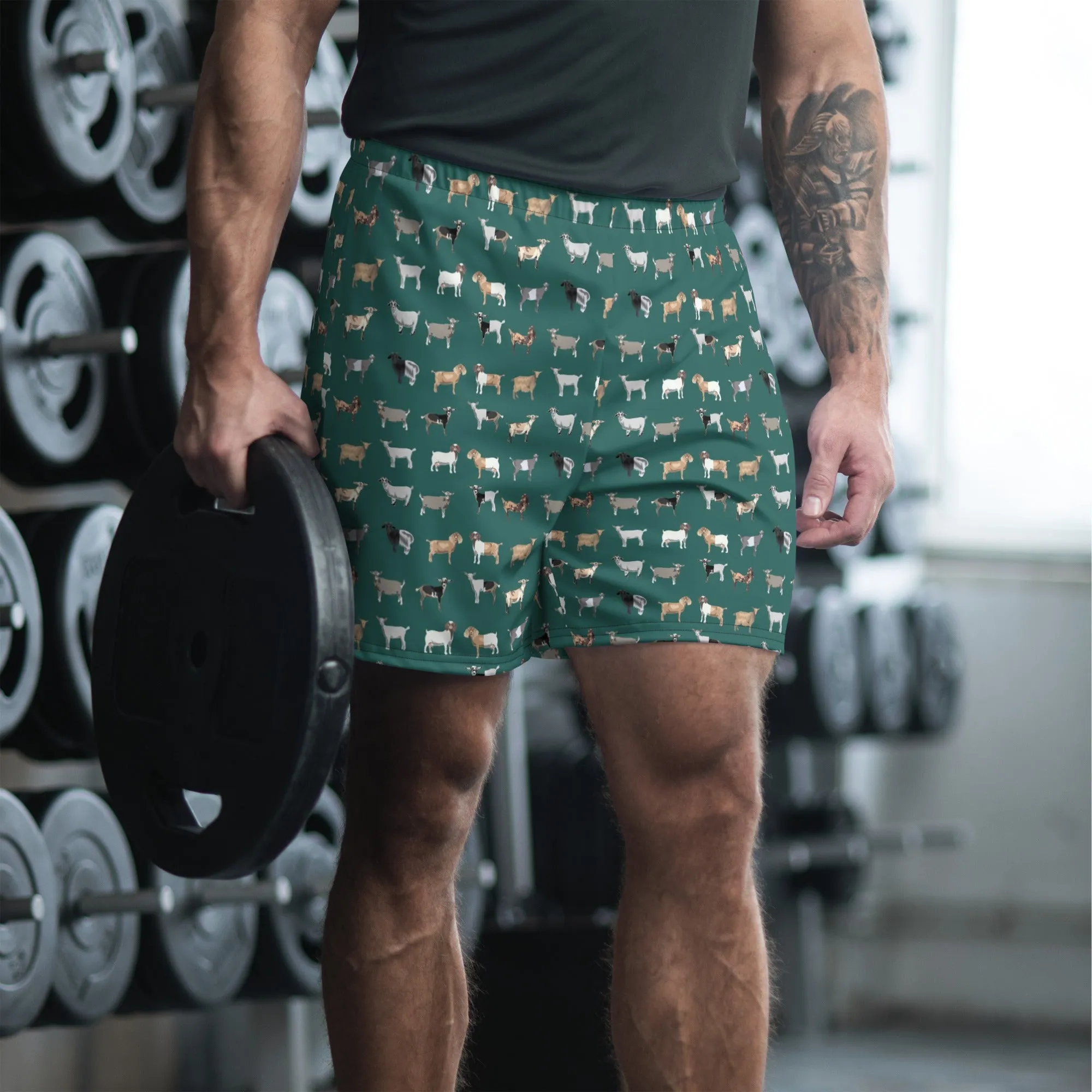Goat Printed Recycled Athletic Shorts – Eco-Friendly, Stretchy & Comfortable