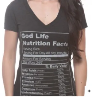 God Life Nutrition Facts- Womens Christian T-Shirts