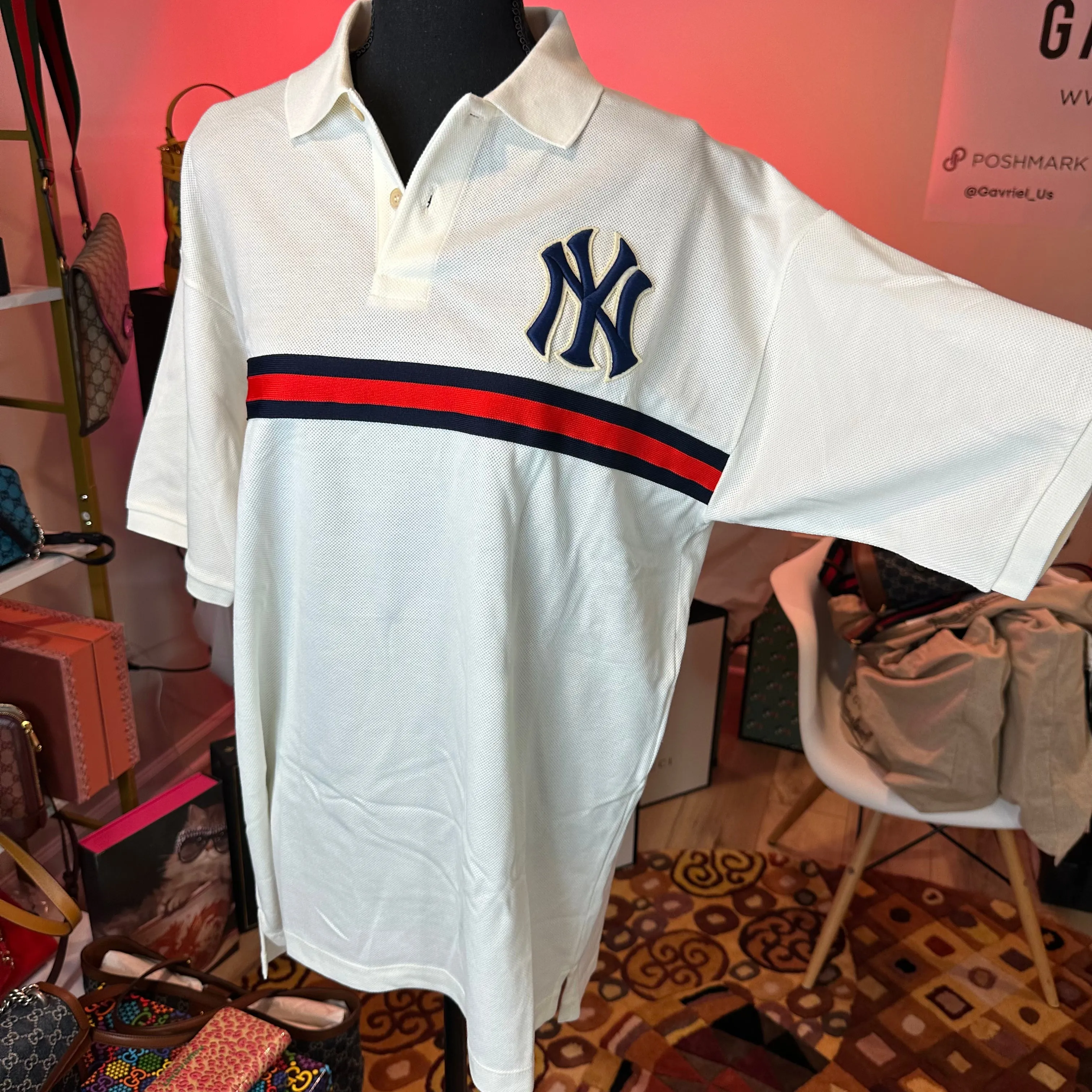 Gucci x MLB NY Yankees Short Sleeved Polo Shirt