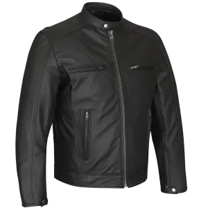 HMM543 High Mileage Plain Premium Men's Black Leather Jacket