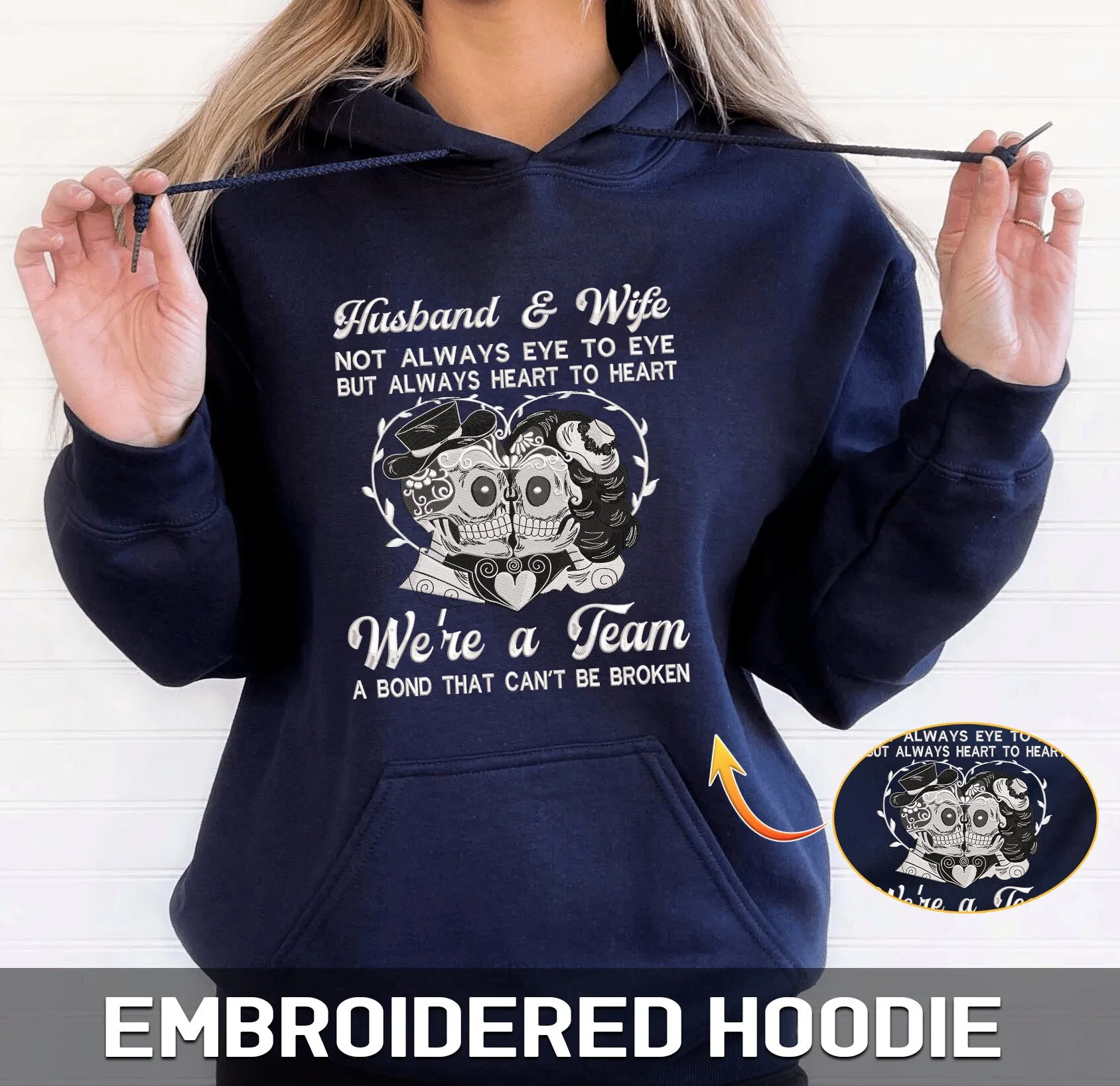 Husband and Wife Embroidered Sweatshirt   Hoodie