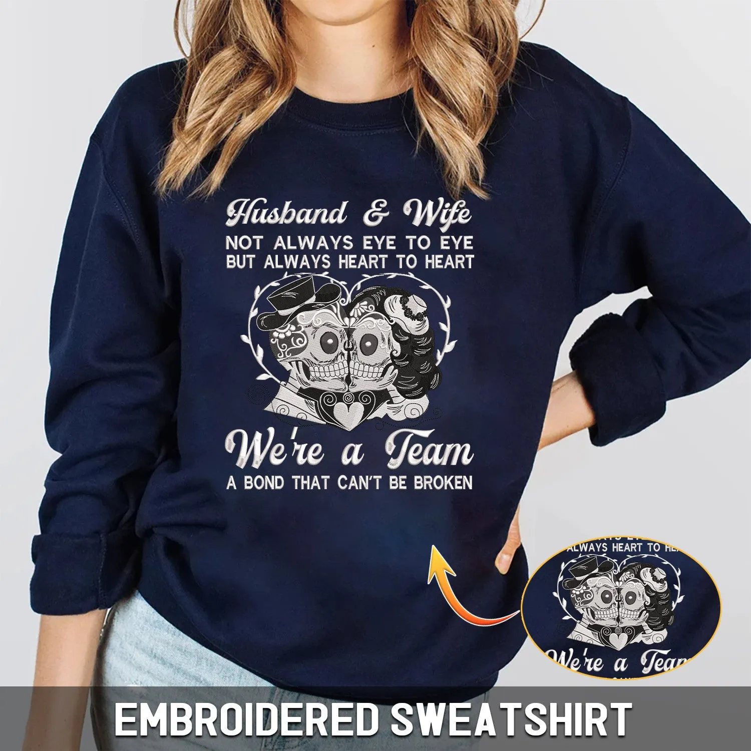 Husband and Wife Embroidered Sweatshirt   Hoodie