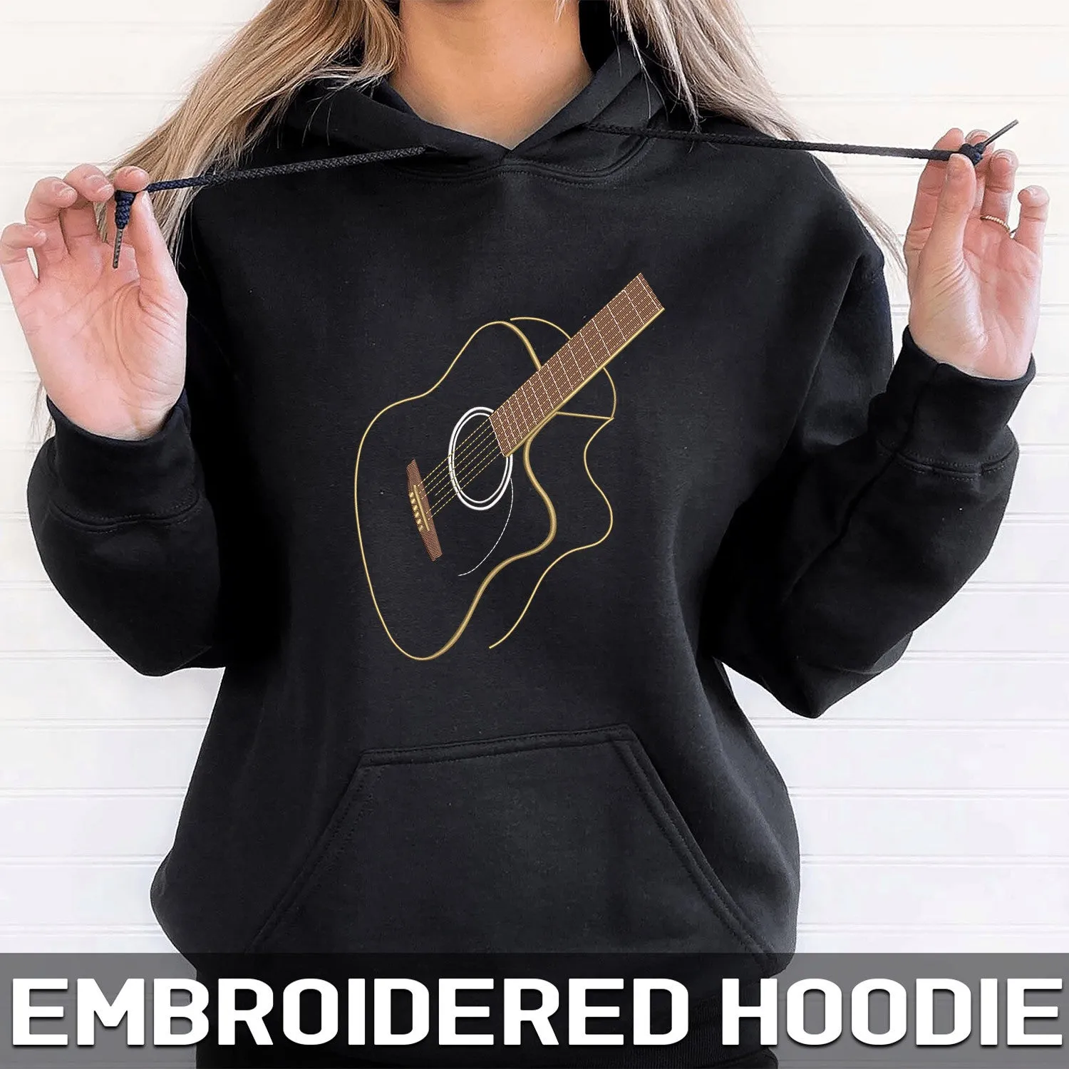I Love Guitar - Embroidered Sweatshirt - Hoodie