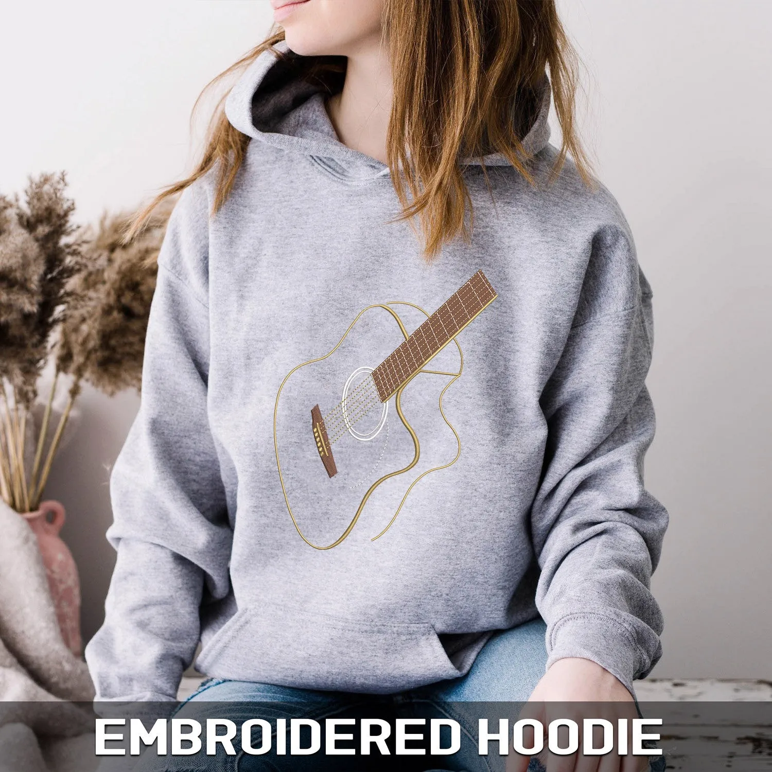 I Love Guitar - Embroidered Sweatshirt - Hoodie