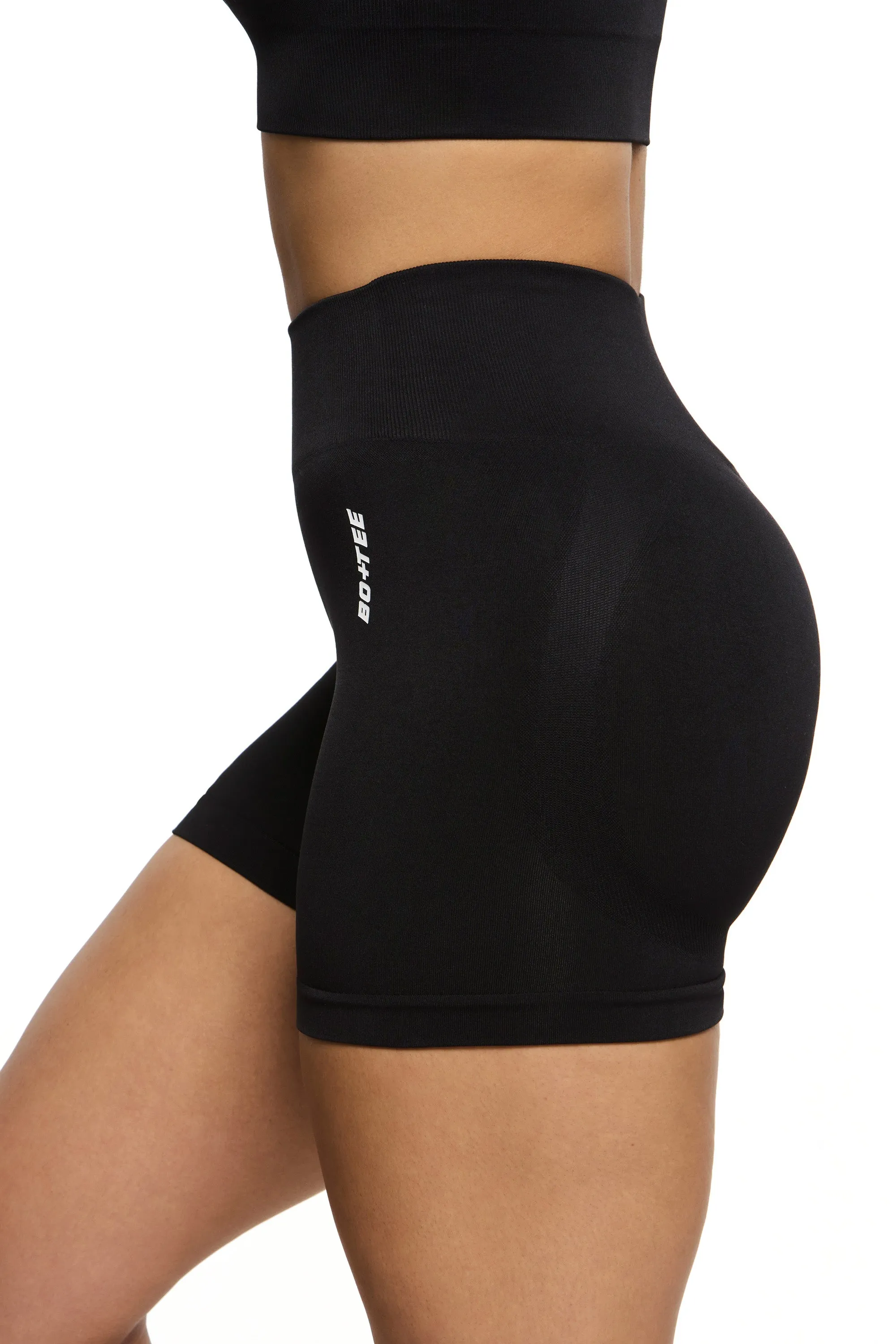 Invigorate - Seamless High Waist Mini Shorts in Black