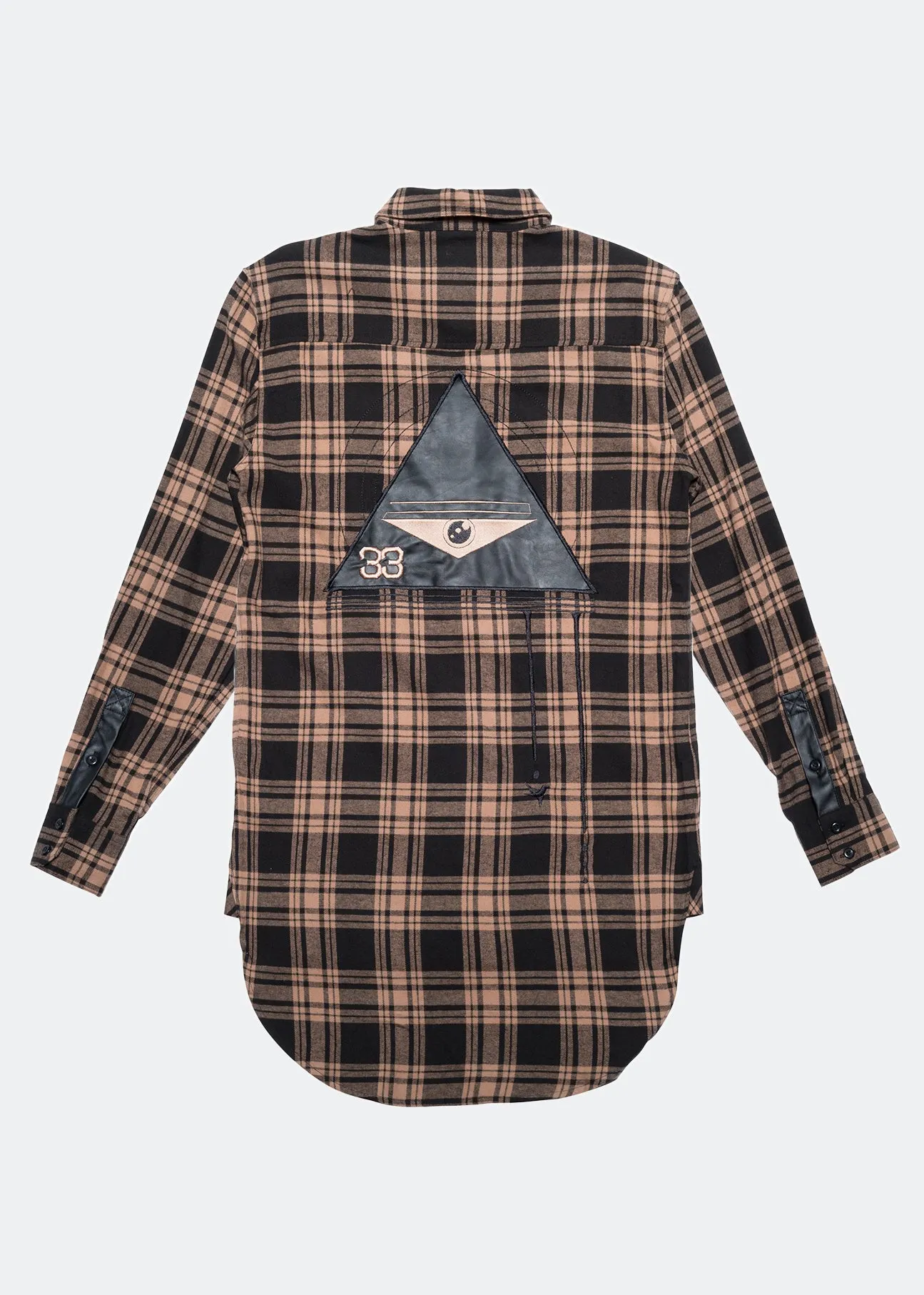 Konus Men's Elongated Plaid Shirt With 33 Print