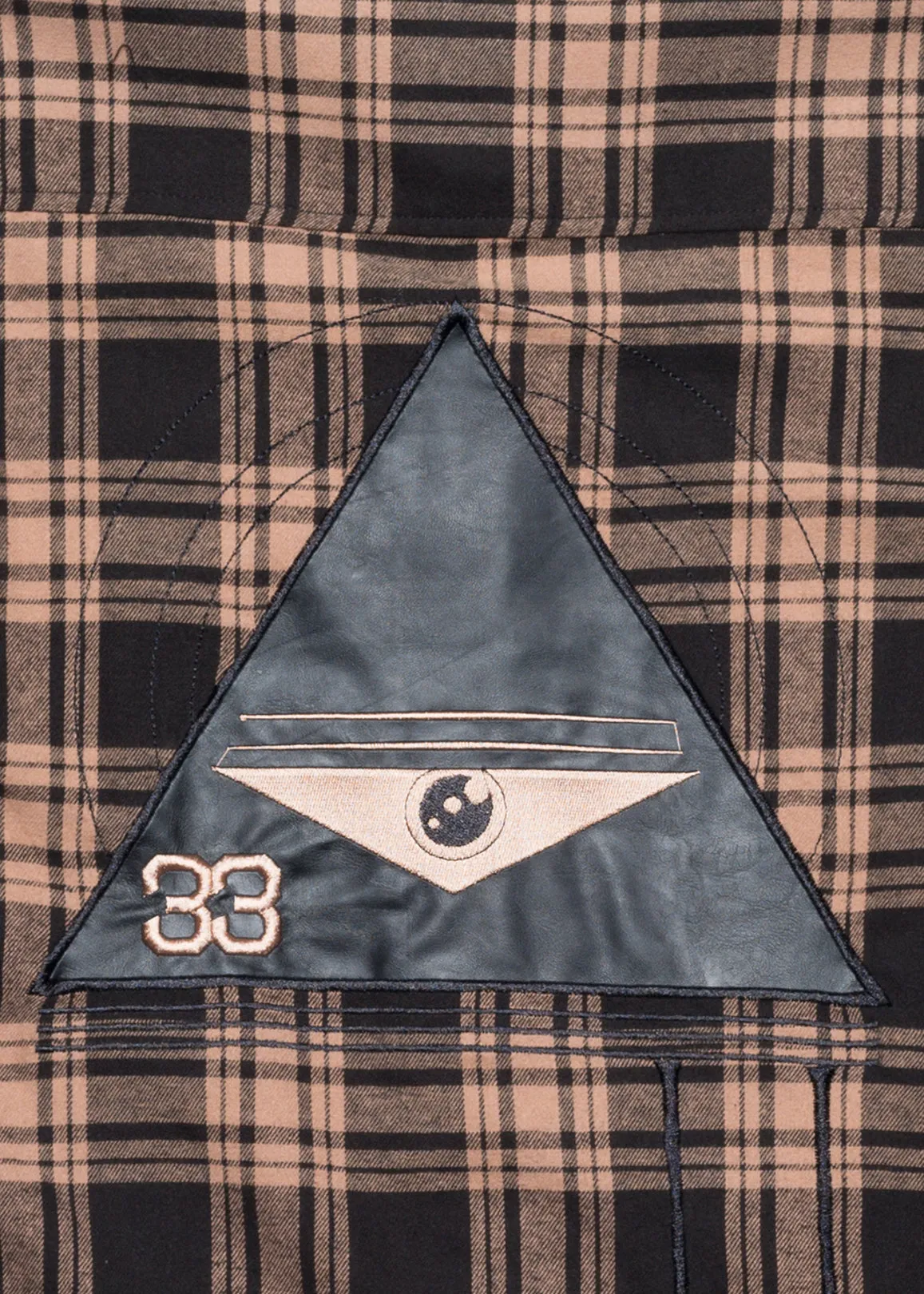 Konus Men's Elongated Plaid Shirt With 33 Print