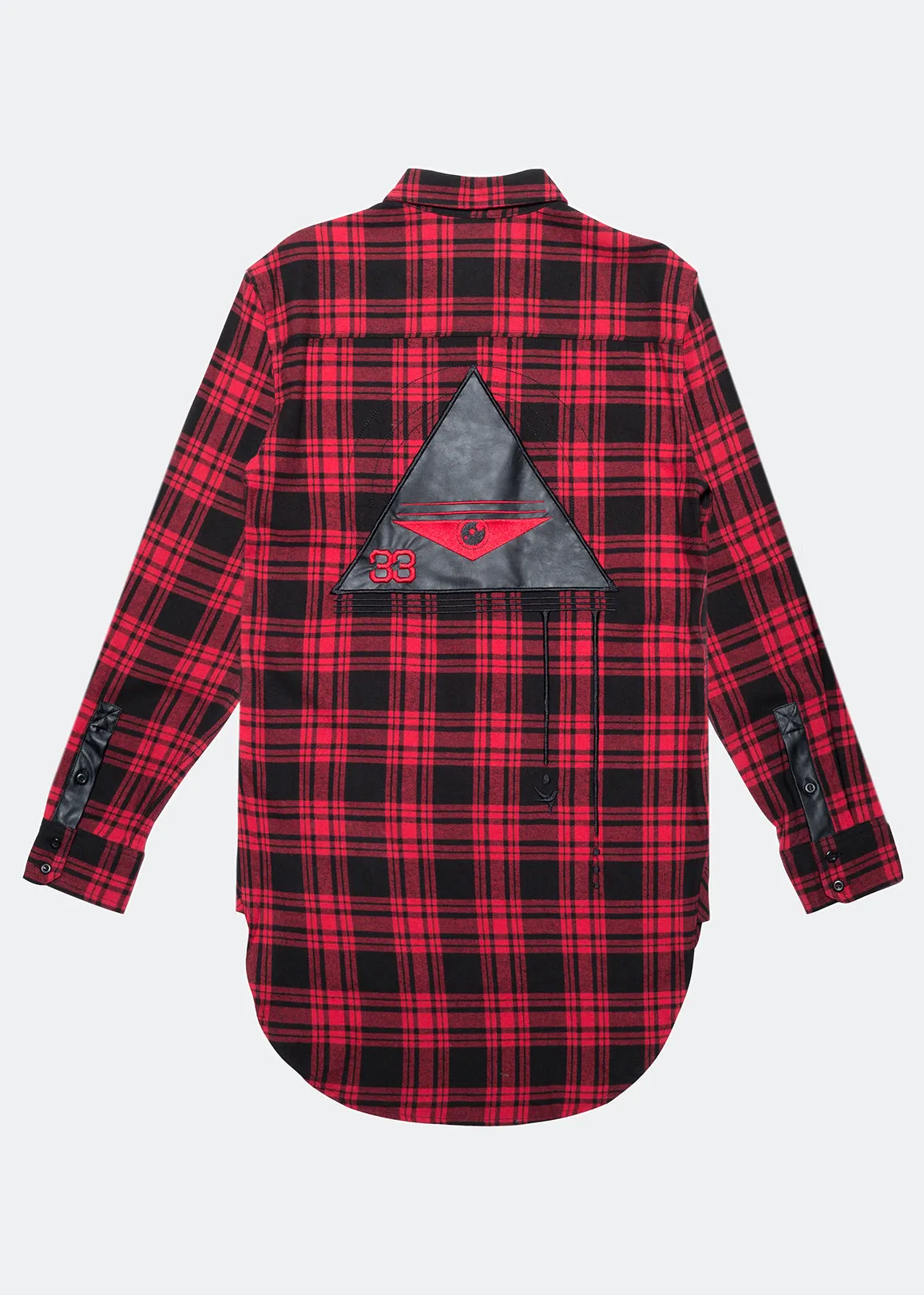 Konus Men's Elongated Plaid Shirt With 33 Print