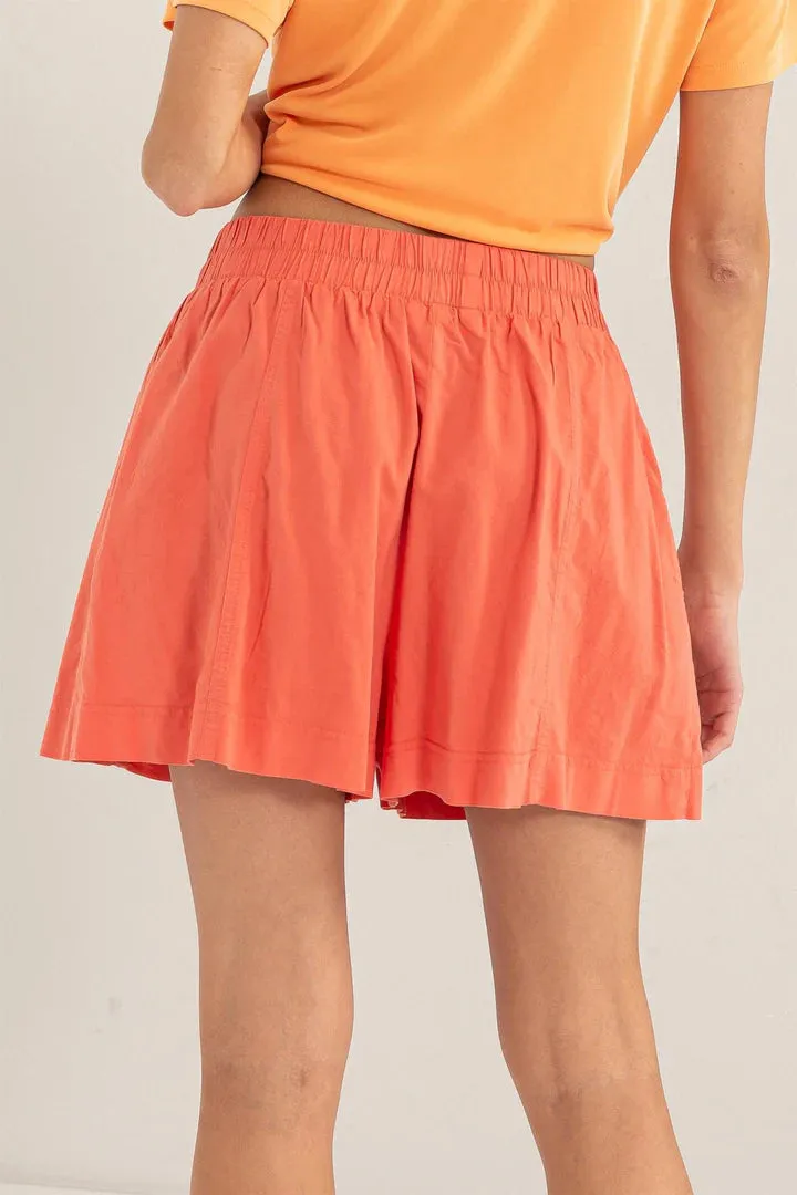 Layla Seam Detail High Waist Shorts In Watermelon