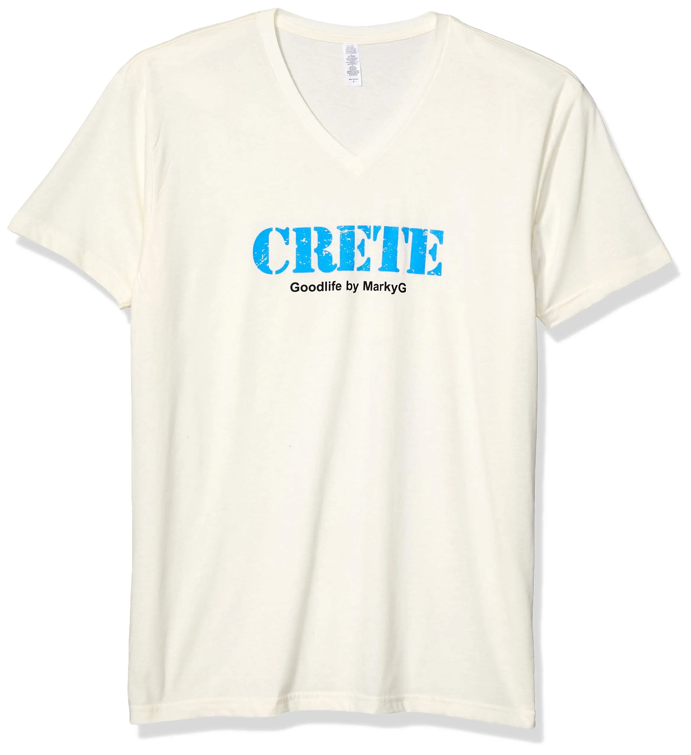Marky G Apparel Men's Crete Graphic Printed Premium Tops Fitted Sueded Short Sleeve V-Neck T-Shirt
