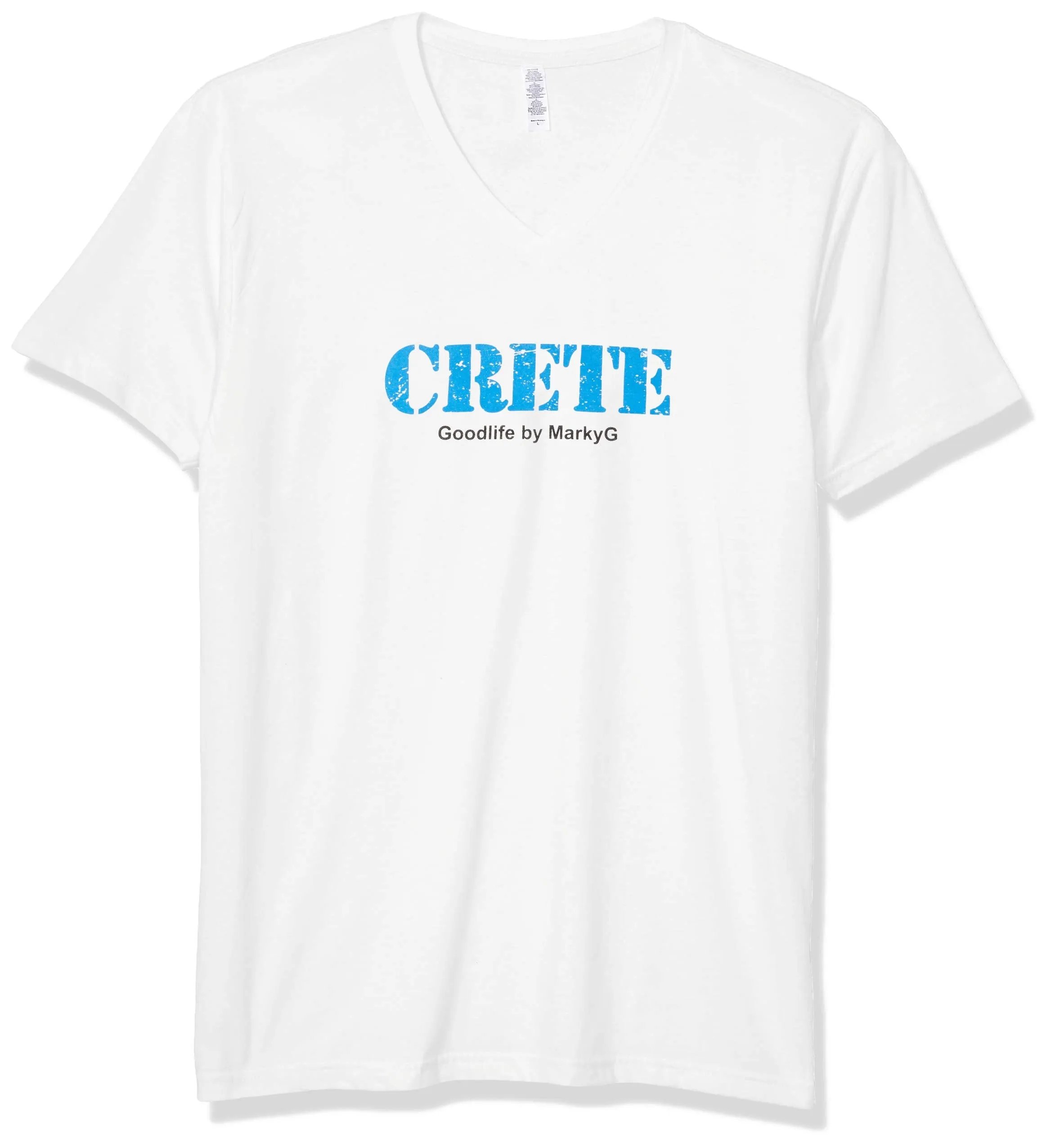 Marky G Apparel Men's Crete Graphic Printed Premium Tops Fitted Sueded Short Sleeve V-Neck T-Shirt