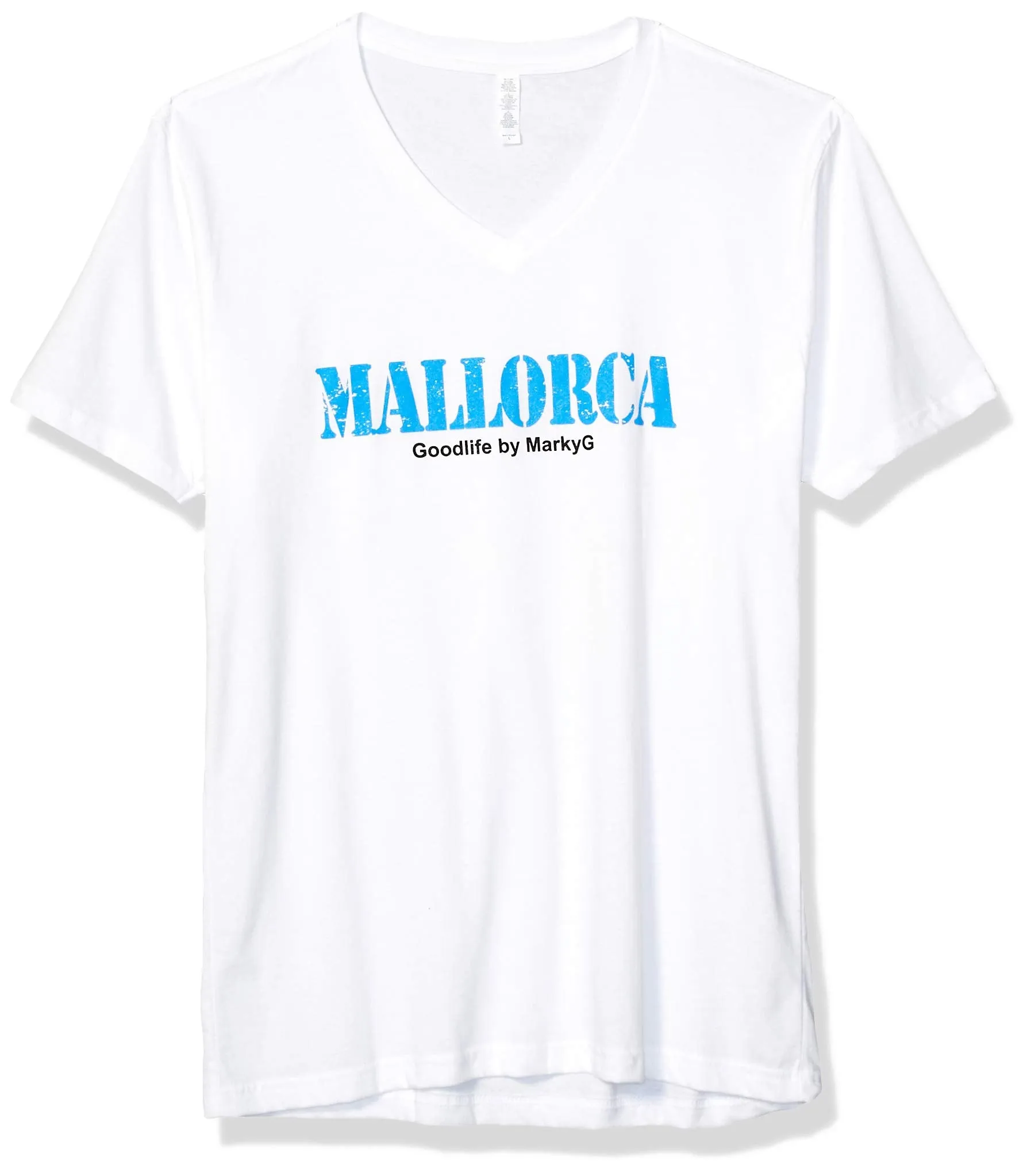 Marky G Apparel Men's Mallorca Graphic Printed Premium Fitted Sueded Short Sleeve V-Neck T-Shirt