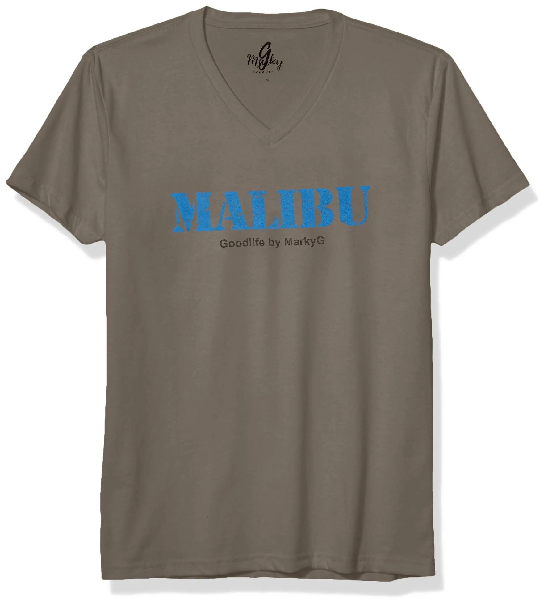 Marky G Apparel Men's Mallorca Graphic Printed Premium Fitted Sueded Short Sleeve V-Neck T-Shirt
