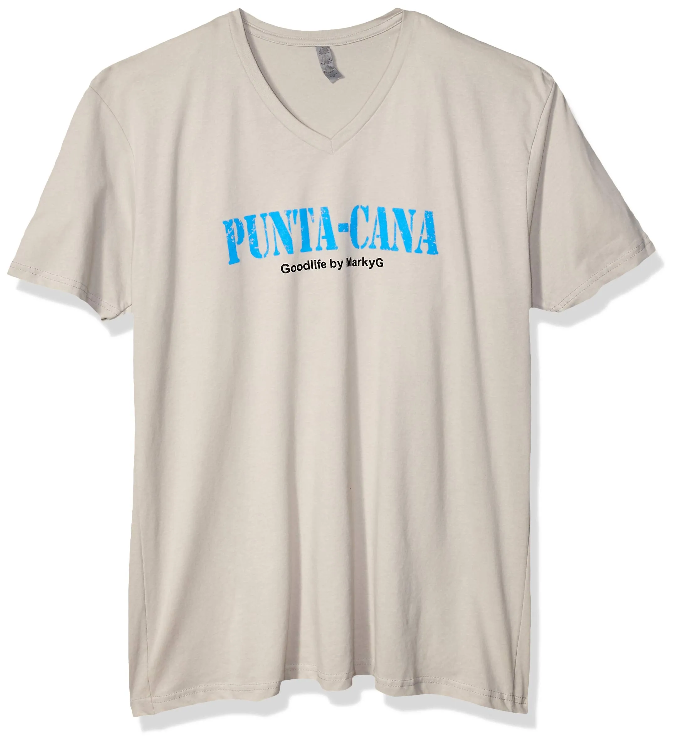 Marky G Apparel Men's Punta Cana Graphic Printed Premium Tops Fitted Sueded Short Sleeve V-Neck T-Shirt