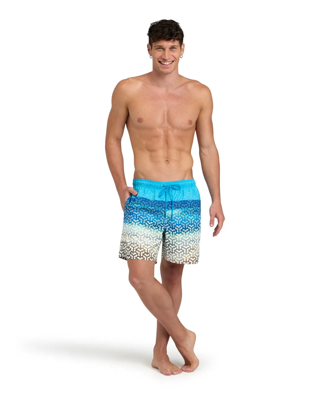 Men's arena placed beach boxer - Sea and sand turquoise