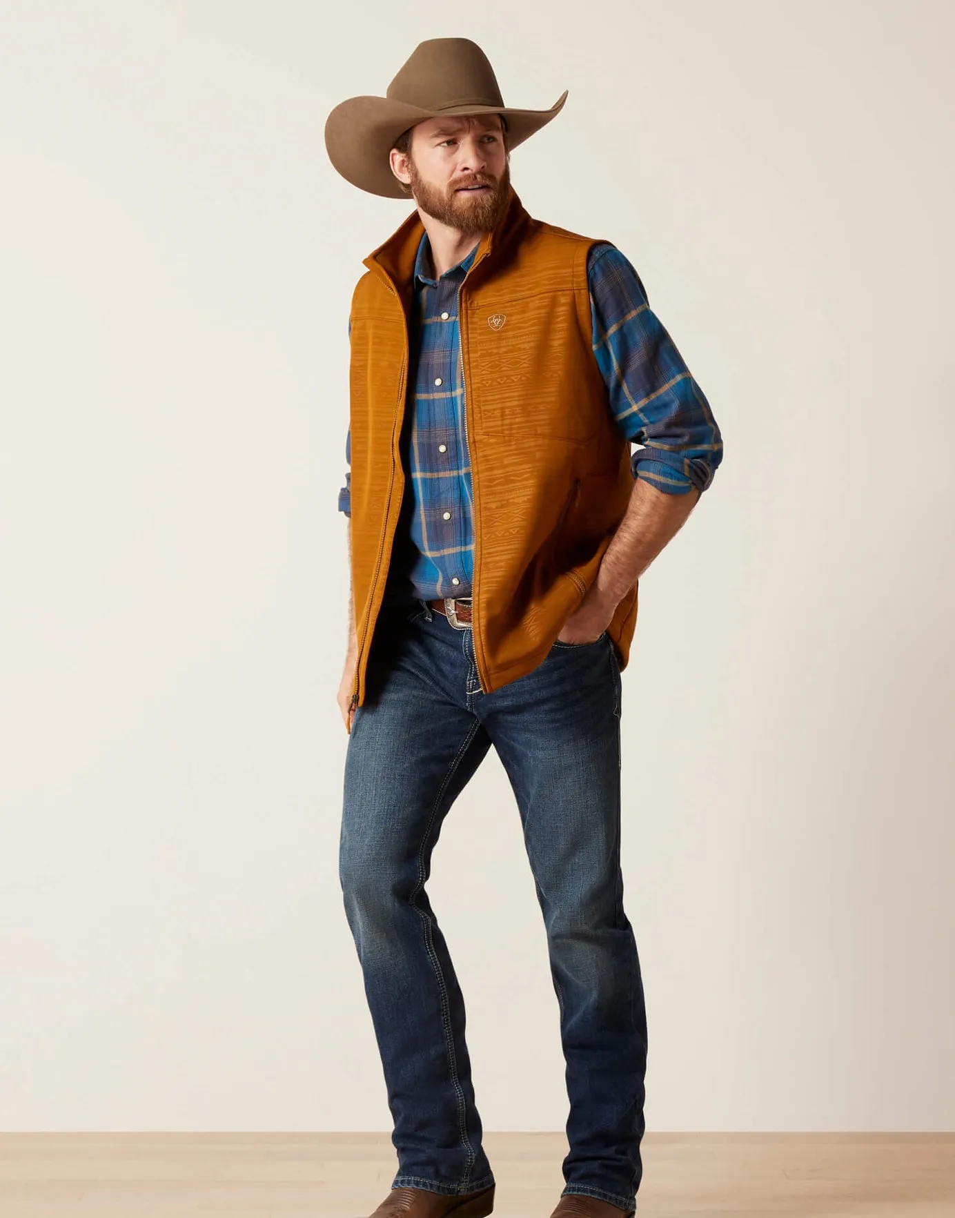 Men’s Ariat Chestnut Embossed Logo 2.0 Softshell Vest