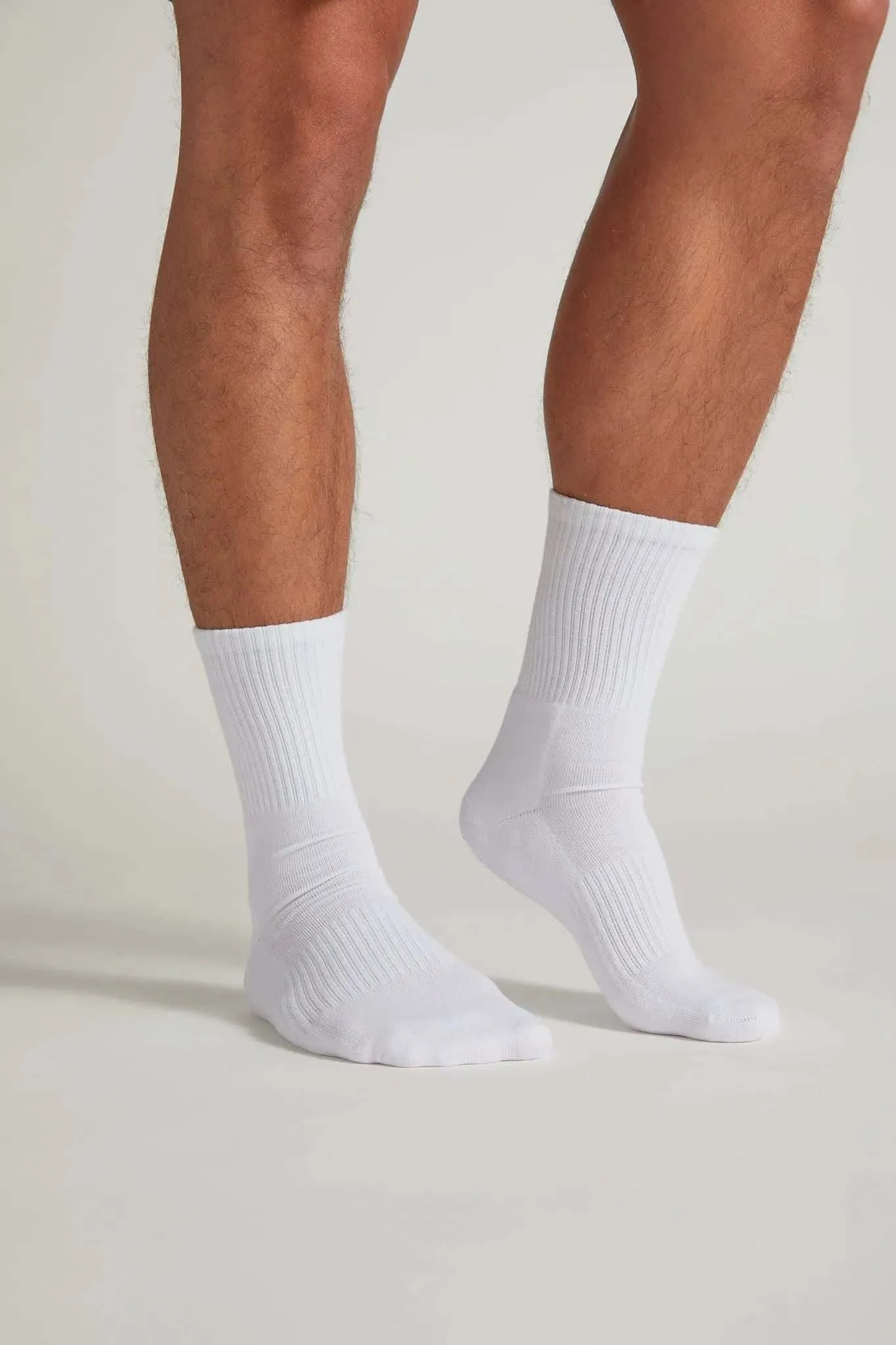 Men's Bamboo White Crew Socks
