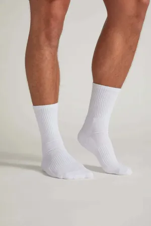 Men's Bamboo White Crew Socks