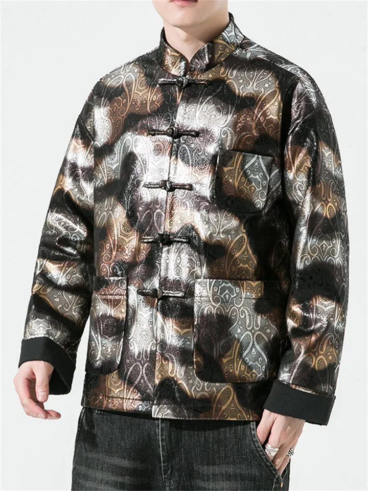 Men's Cashew Flowers Hot Stamping Printed Jacket