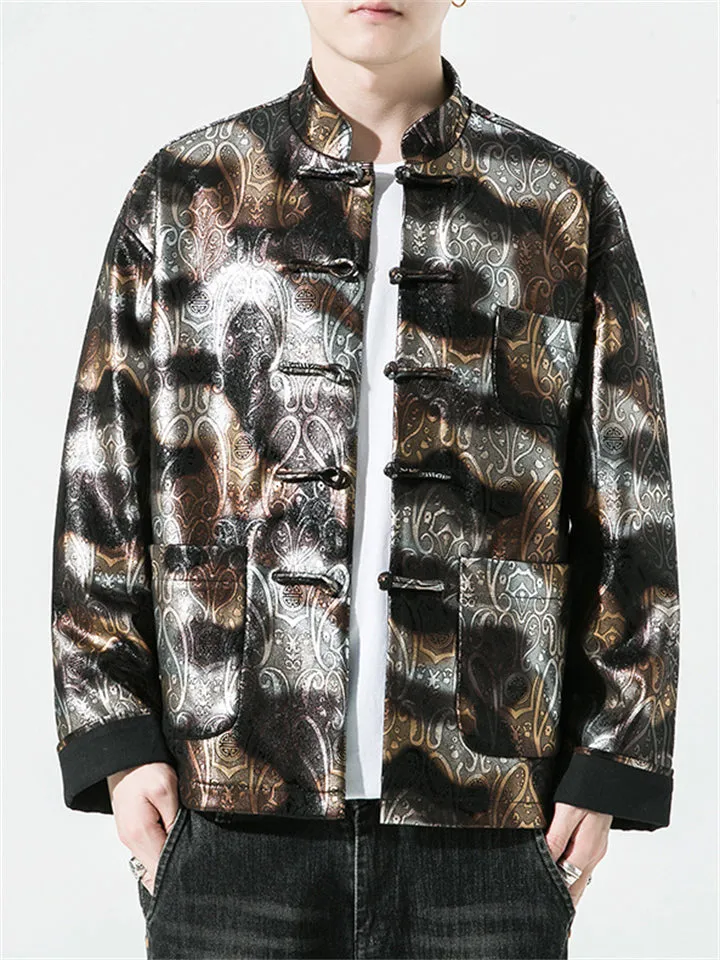 Men's Cashew Flowers Hot Stamping Printed Jacket