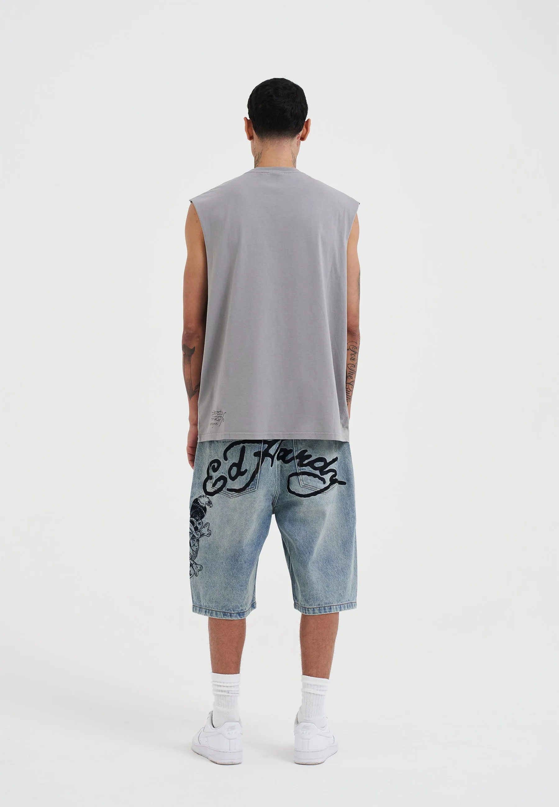 Mens Death Or Glory Denim Skater Jorts Shorts - Blue