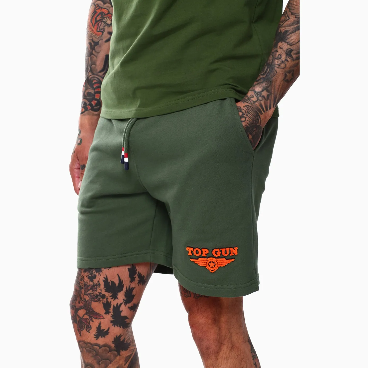 Men's Embroidered Logo T Shirt And Shorts Outfit