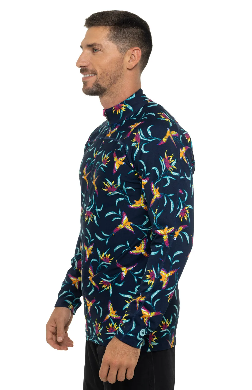 Men's Menorca Long Sleeve Water Jacket  |  Navy Birds of Paradise