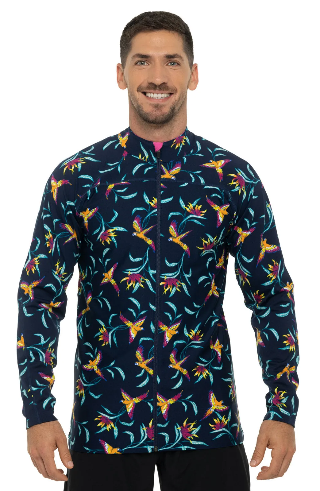 Men's Menorca Long Sleeve Water Jacket  |  Navy Birds of Paradise