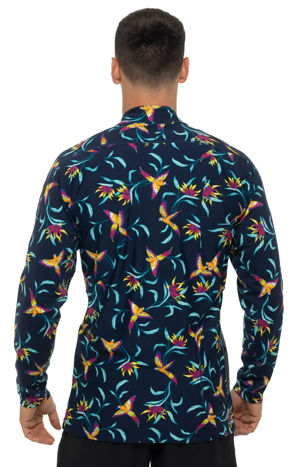 Men's Menorca Long Sleeve Water Jacket  |  Navy Birds of Paradise