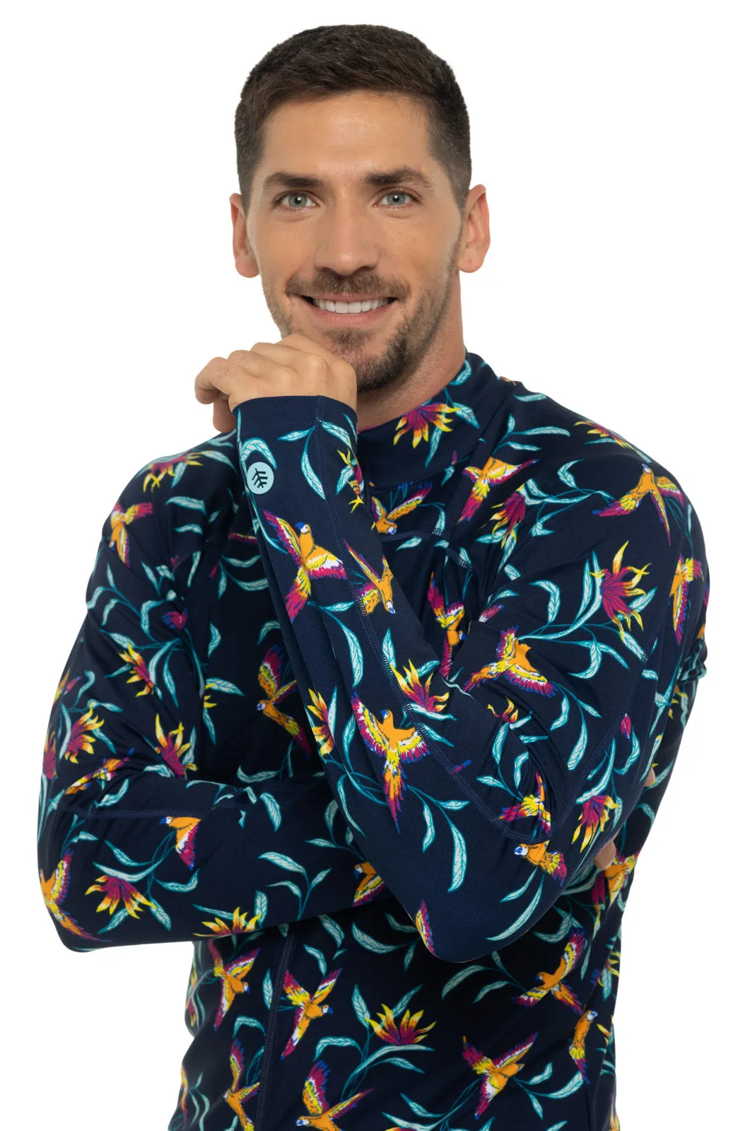 Men's Menorca Long Sleeve Water Jacket  |  Navy Birds of Paradise