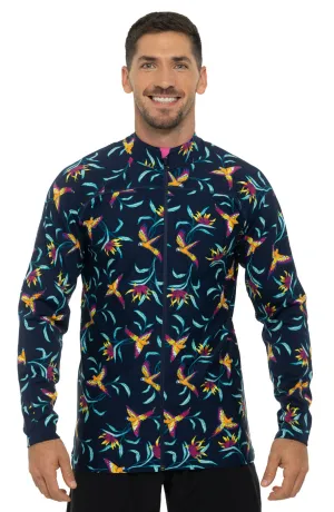 Men's Menorca Long Sleeve Water Jacket  |  Navy Birds of Paradise