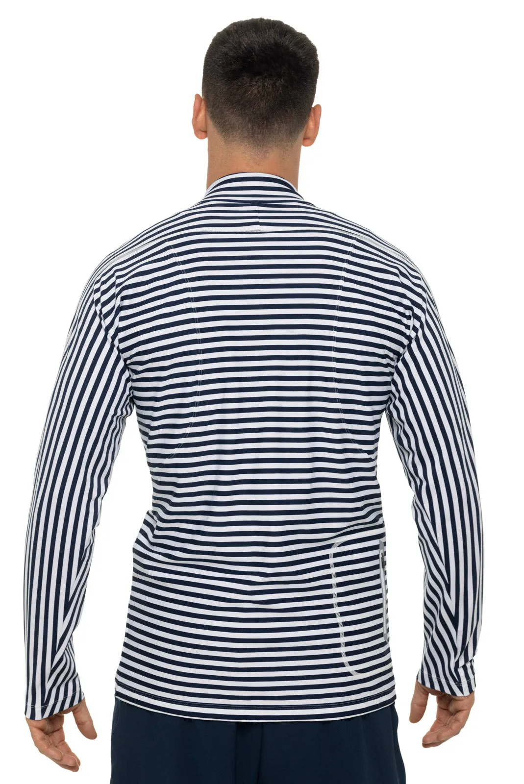 Men's Menorca Long Sleeve Water Jacket  |  White/Navy Stripe