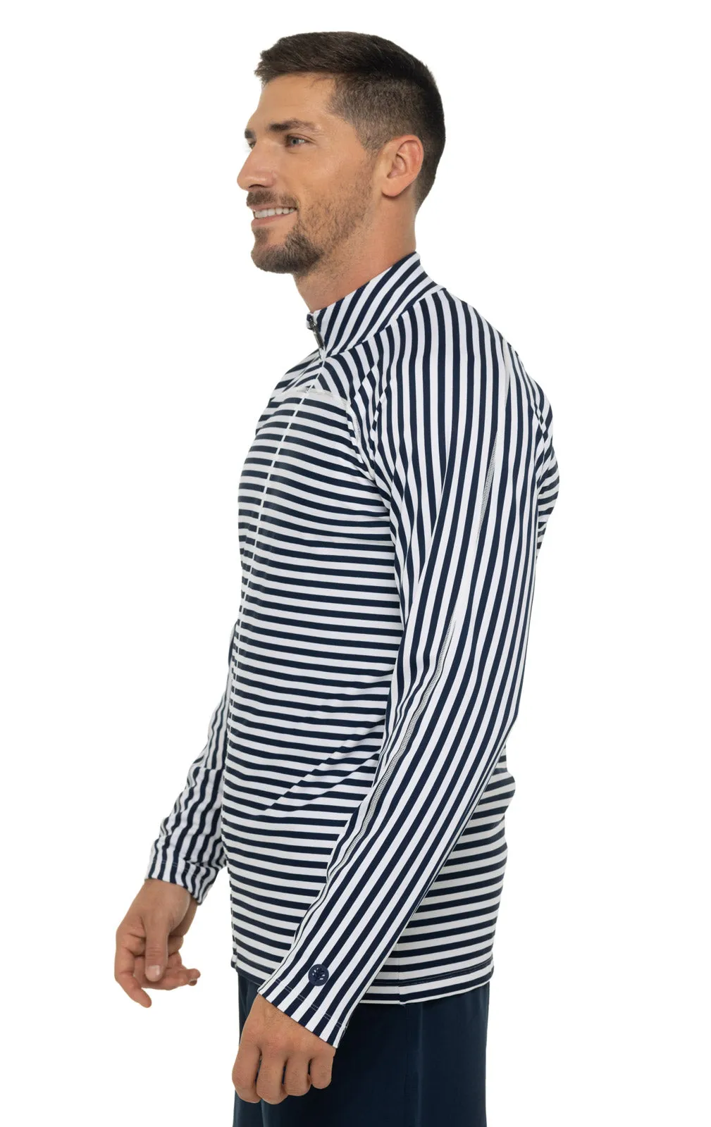 Men's Menorca Long Sleeve Water Jacket  |  White/Navy Stripe